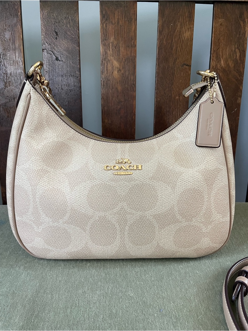 COACH Teri Hobo Signature canvas in sand / tan with gold hardware / CAA69 - Picture 2 of 10